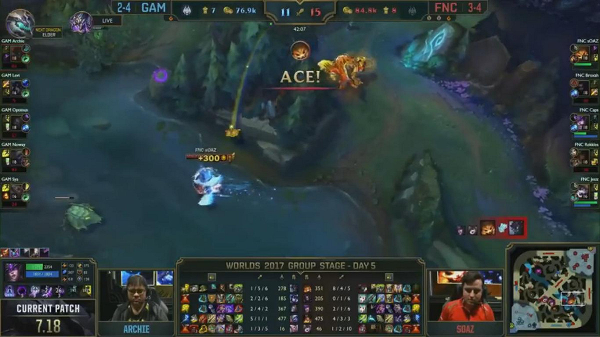 GAM輸掉的關鍵點，在遠古巨龍被ACE(團滅)。 圖：翻攝自 LoL Esports YouTube