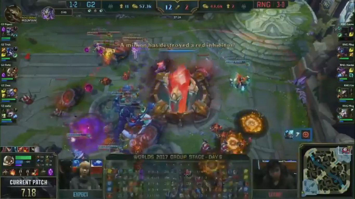 在3路兵營都倒的情況下，由G2拿下這場比賽的勝利。 圖：翻攝自 LoL Esports YouTube