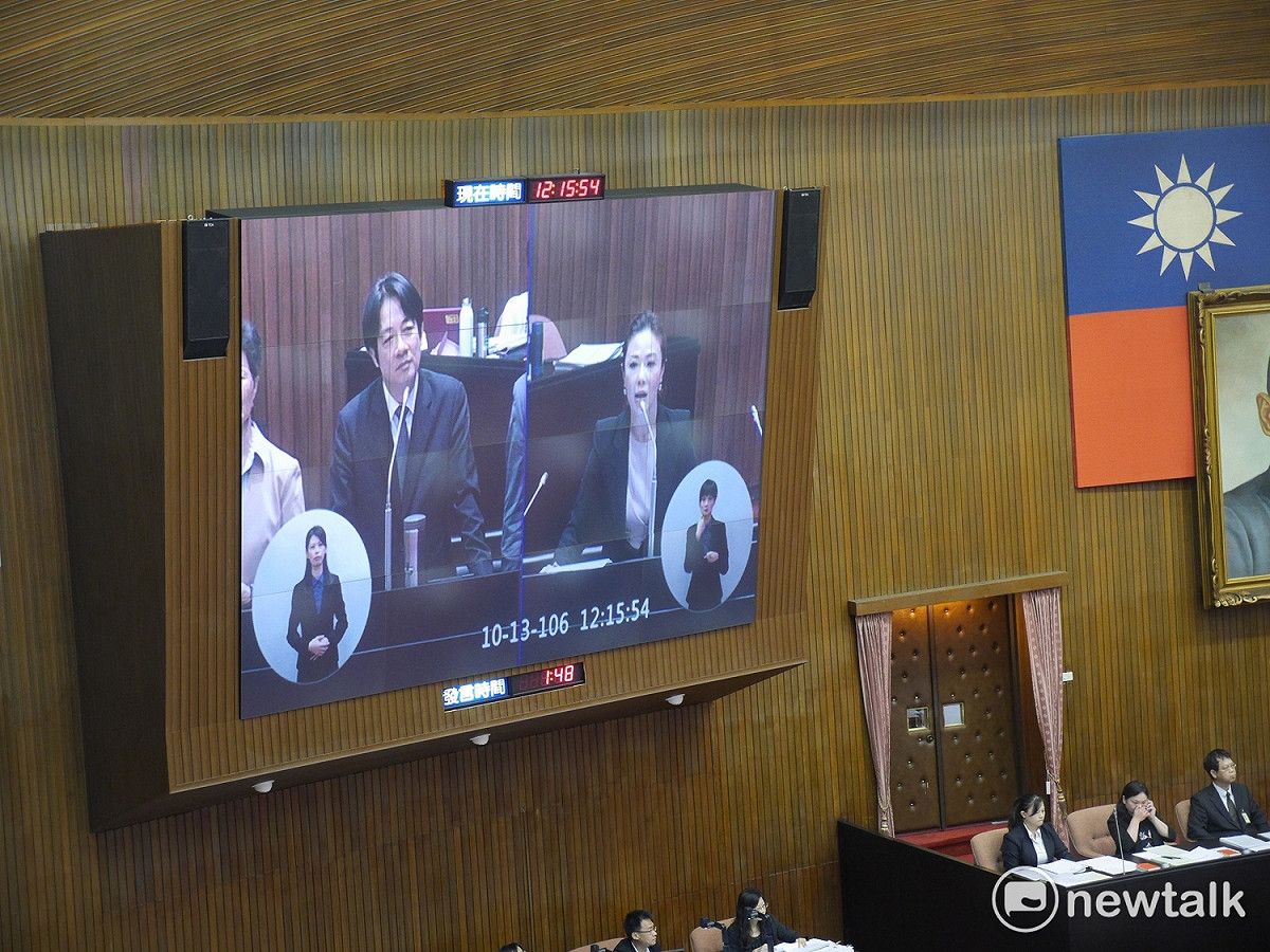 國民黨立委李彥秀上午表示，目前兩岸關係緊縮，擔憂新南向政策沒有具體成果，賴清德答詢時指出，「推動新南向政策的目的，不是與中國直球對決」。 圖：趙婉淳/攝
