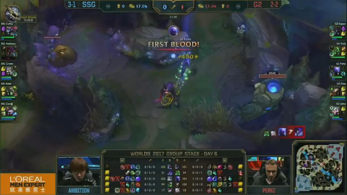本場比賽，11分鐘才迎來首殺。 圖：翻攝自 LoL Esports YouTube