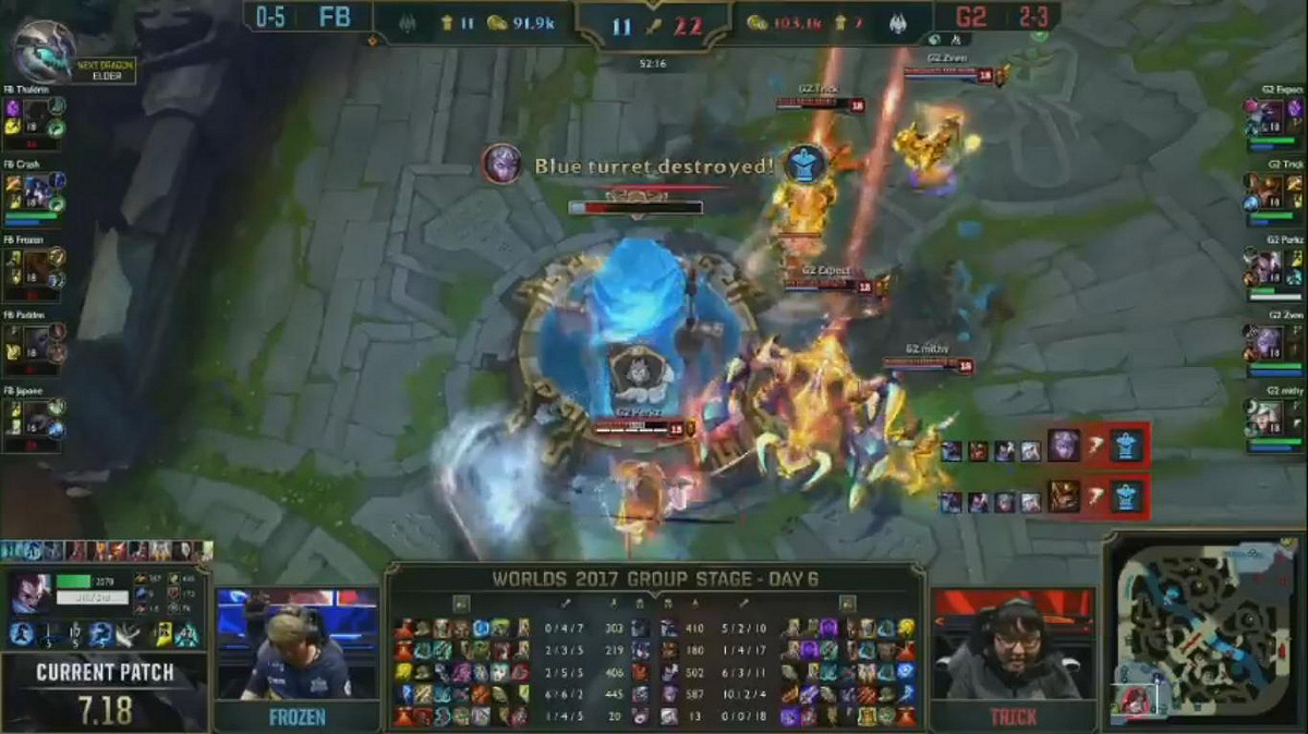 G2逆轉的瞬間。 圖：翻攝自 LoL Esports YouTube