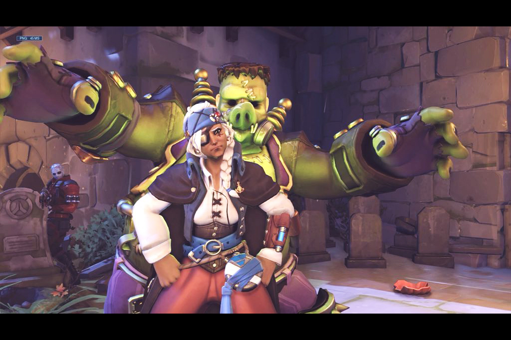 安娜刻意做動作配合魔王出場。 圖：翻攝自PlayOverwatch推特
