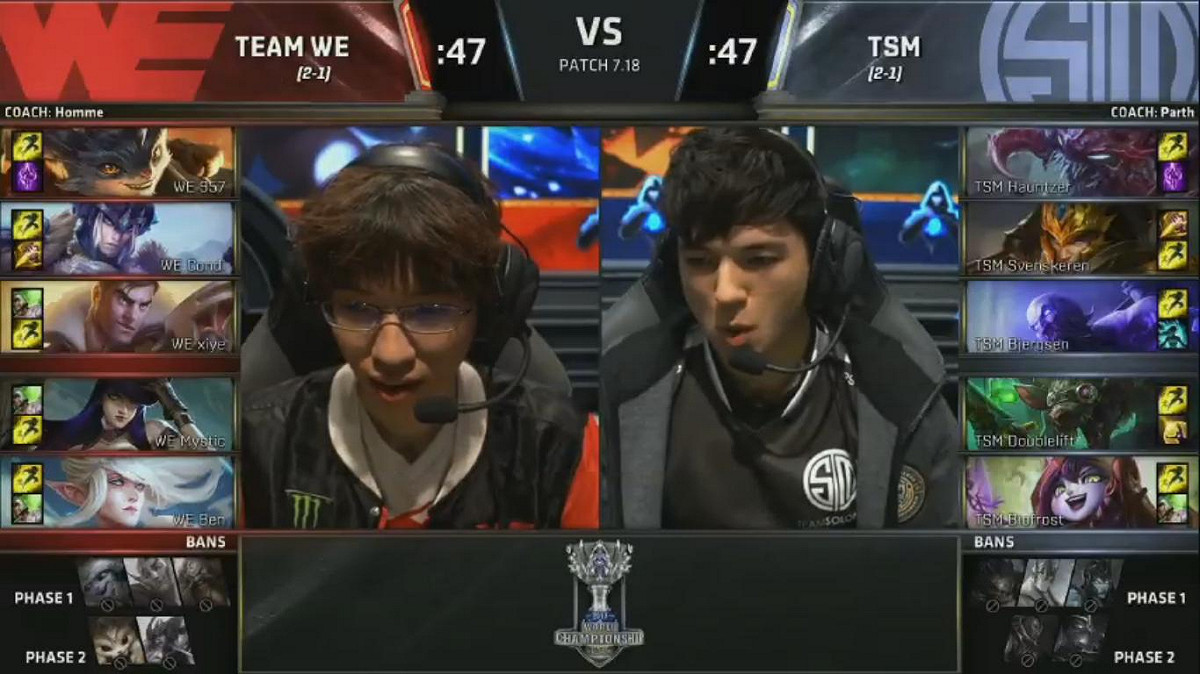 WE與TSM雙方的選角。 圖：翻攝自 LoL Esports YouTube