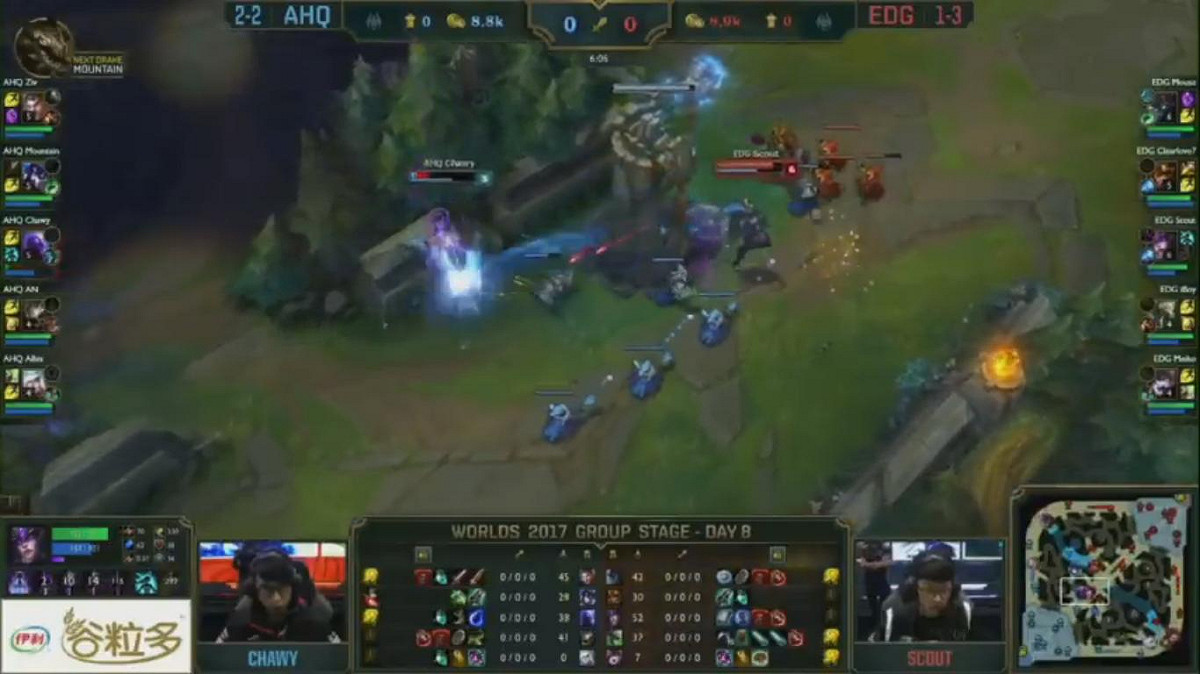EDG中路Scout的首殺。 圖：翻攝自 LoL Esports YouTube