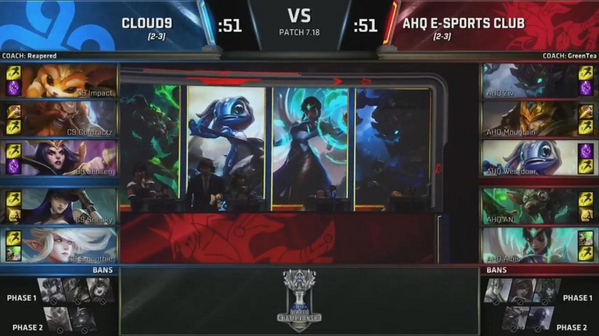 C9與ahq的雙方選角 圖：翻攝自 LoL Esports YouTube