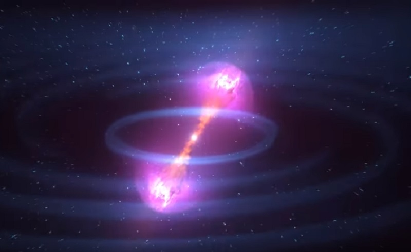 根據一項研究報告，美國與歐洲科學家首度觀測到兩個中子星激烈碰撞產生的重力波和光。 圖：翻攝YouTube影片（資料照）