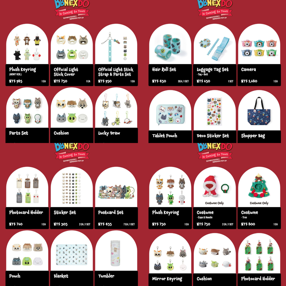 「BOYNEXTDOOR X BBNEXDO POP-UP ‘BBNEXDO is Coming to Town’ in TAIPEI」商品圖。 圖：網銀國際影視／提供