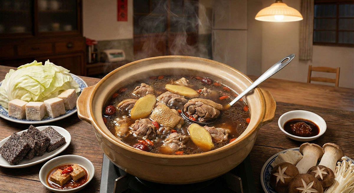 天氣轉冷，民眾愛吃麻油雞、薑母鴨暖身，但烹調無法完全去除酒精，對三高族群構成健康風險，趙強示警。 圖：Gemini AI生成／曾郡秋 製