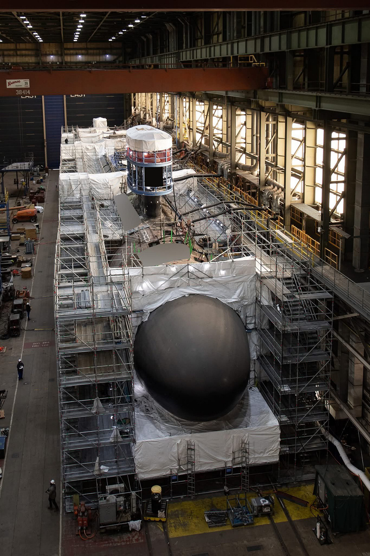 維吉尼亞級核動力攻擊潛艦Block V改型首艦「奧克拉荷馬號（USS Oklahoma，SSN-802）」的壓力艙體建造完成。 圖：翻攝「X」@WarshipCam