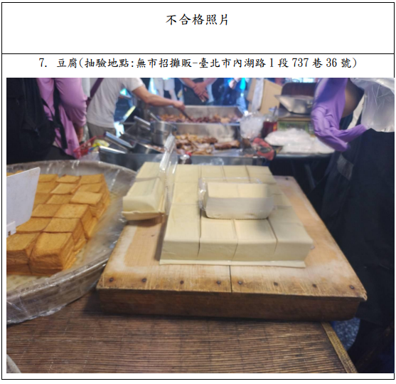 北市豆製品防腐劑超標名單。 圖：台北市衛生局／提供