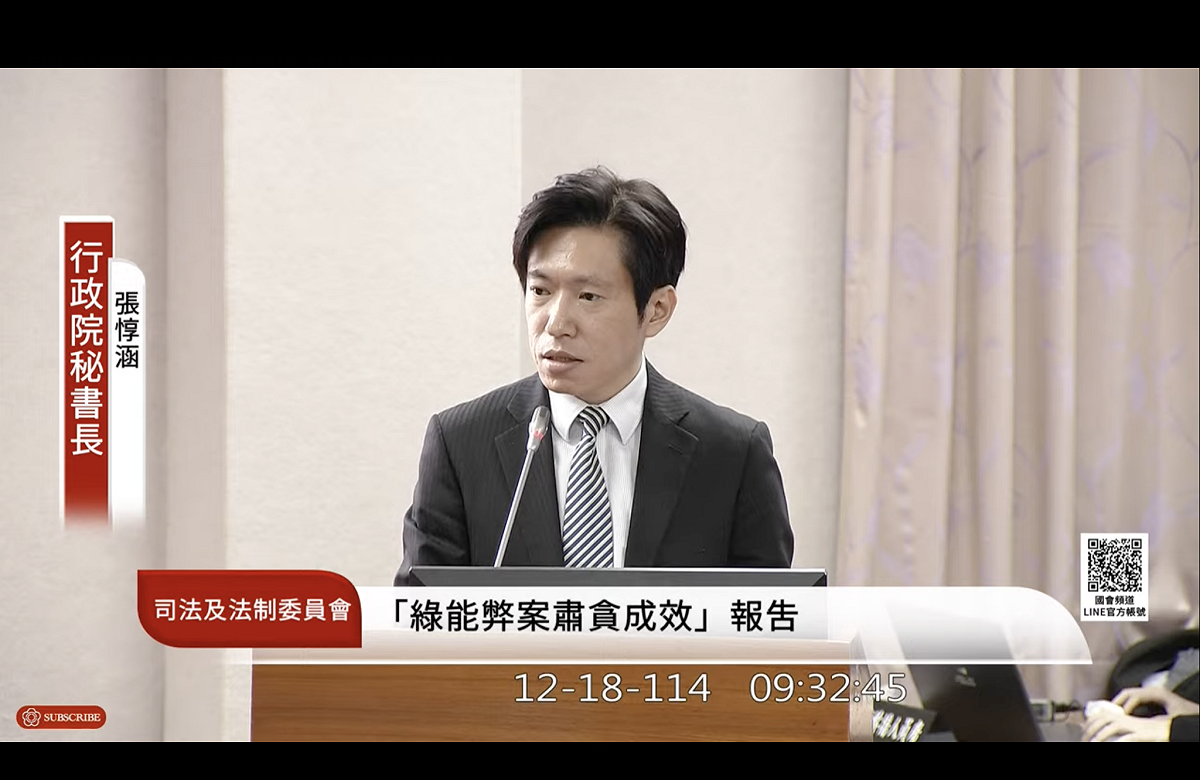 行政院秘書長張惇涵 圖：國會頻道