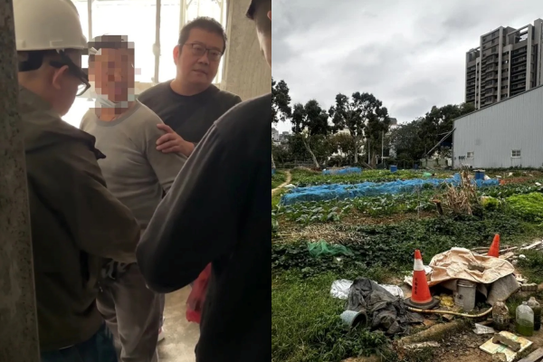 新北市林口區今日發生命案，葉男揮刀砍死曾一起種菜的陳姓老翁。 圖：翻攝畫面