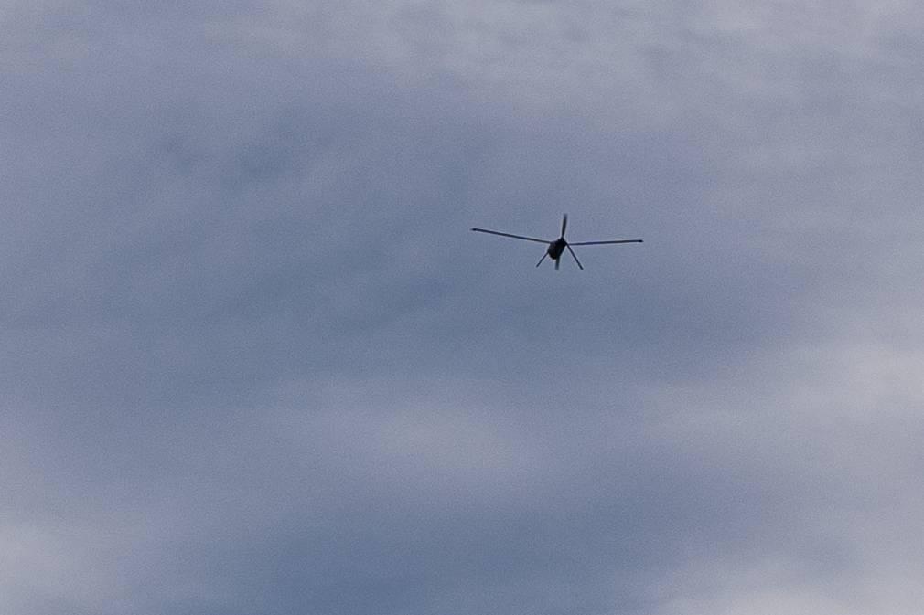 Altius-600M攻擊型無人機於空中搜尋目標。 圖：國防部提供