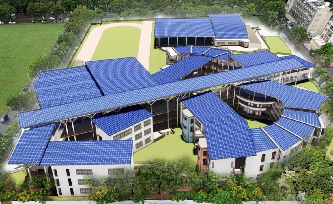 藍田國小新建校舍工程獲得金質獎、淨零碳排工程金優獎。 圖：高雄市教育局/提供