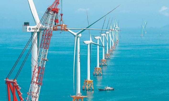 海上風電示意圖 。 圖 : 翻攝自福建省人民政府