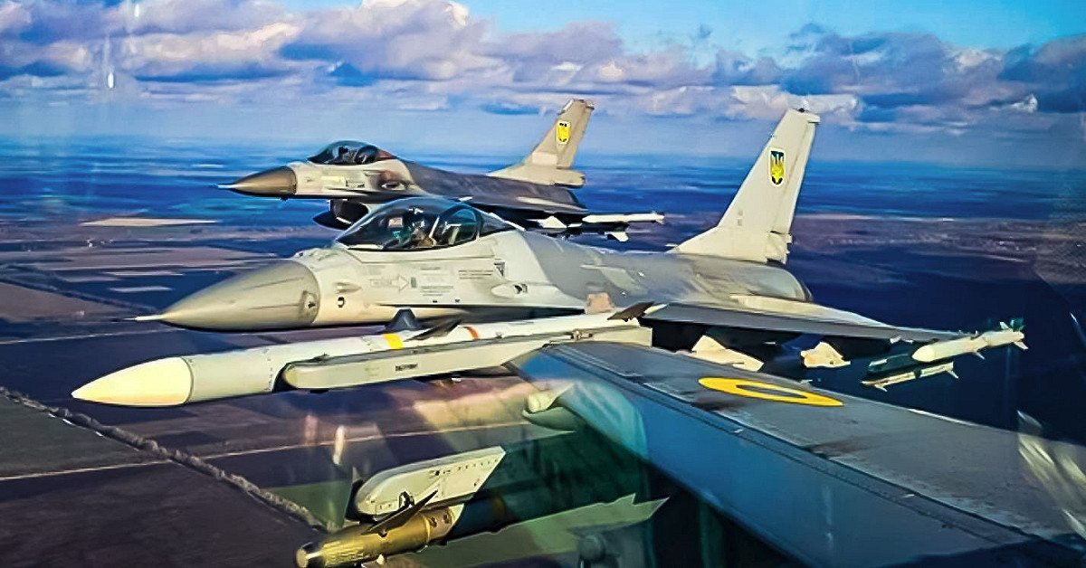 烏軍 F-16 戰鬥機群擊落俄軍導彈。 圖:翻攝自X帳號@bayraktar_1love