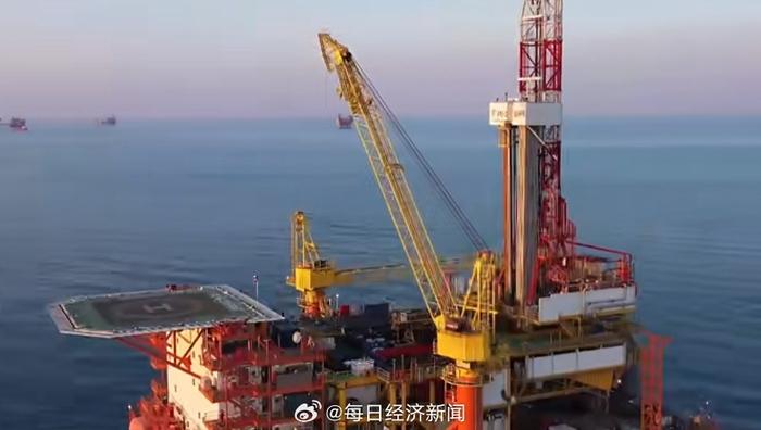 中國海油渤海海域油氣探井設施。 圖：翻攝「微博」@每日經濟新聞