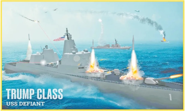 雖然「川普級」導彈戰艦預計整合大量成熟武器系統，避免製造週期遭到延誤，但仍有外媒對美國是否具有建造大型艦艇的能力表示懷疑。圖為「川普級」首艘艦艇「無畏號」想像圖。 圖：翻攝自 環球網