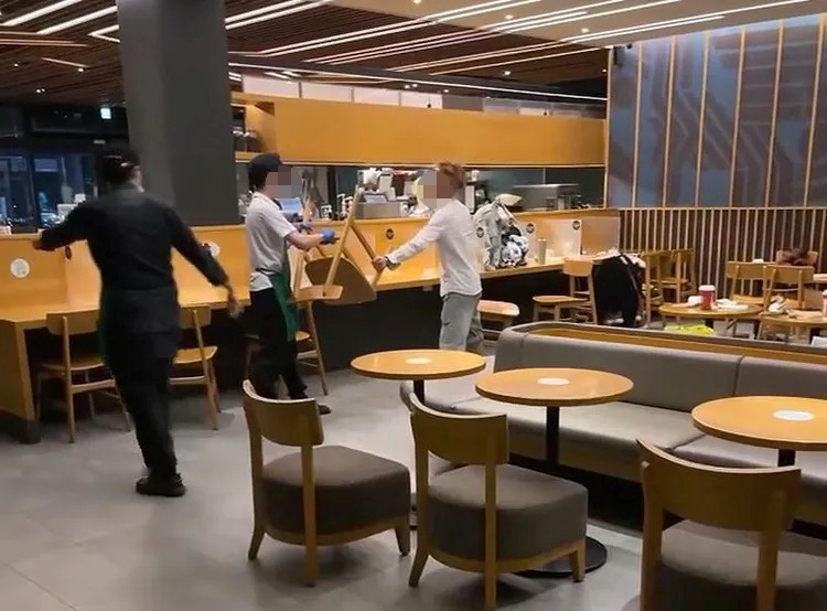 越南籍失聯移工持椅子攻擊店員。 圖：翻攝自Threads