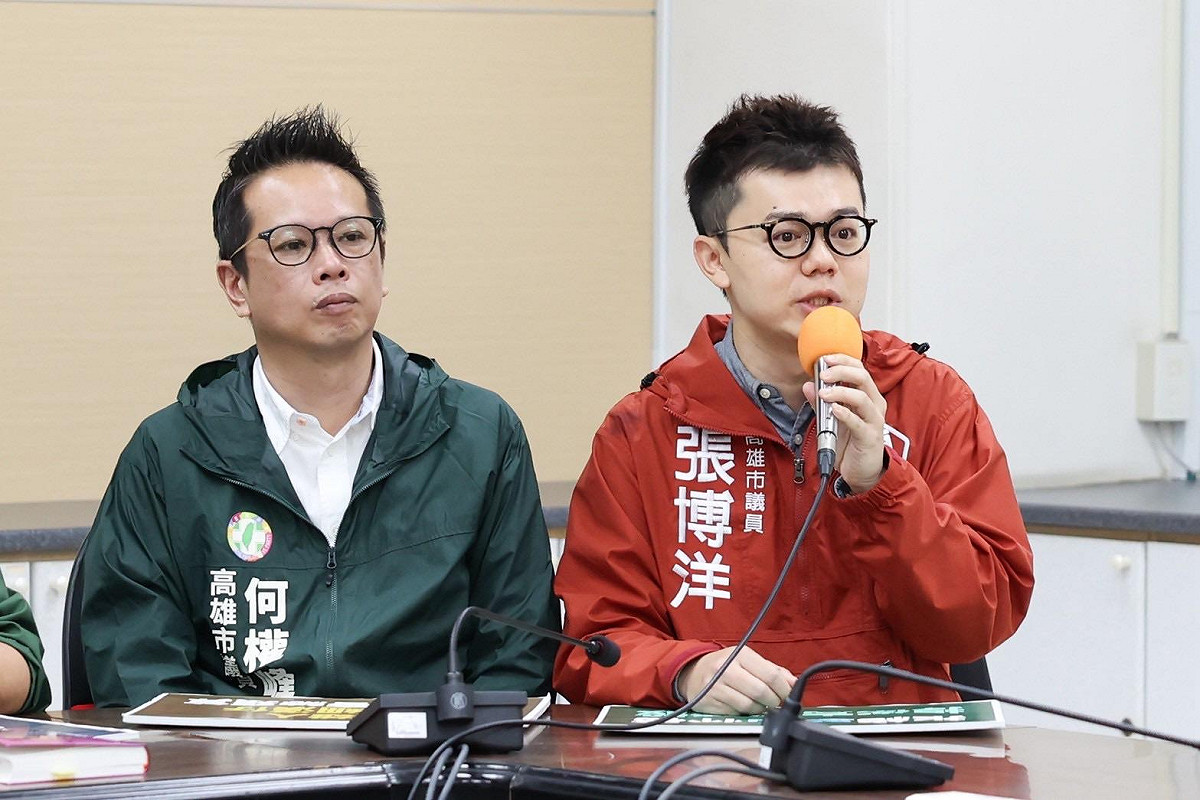 張博洋(右)表示，藍白拒審預算將向國際發出錯誤訊號，呈現當中共持續侵略，台灣的在野黨卻對強化防衛猶豫不決。 圖：賴瑞隆辦公室/提供