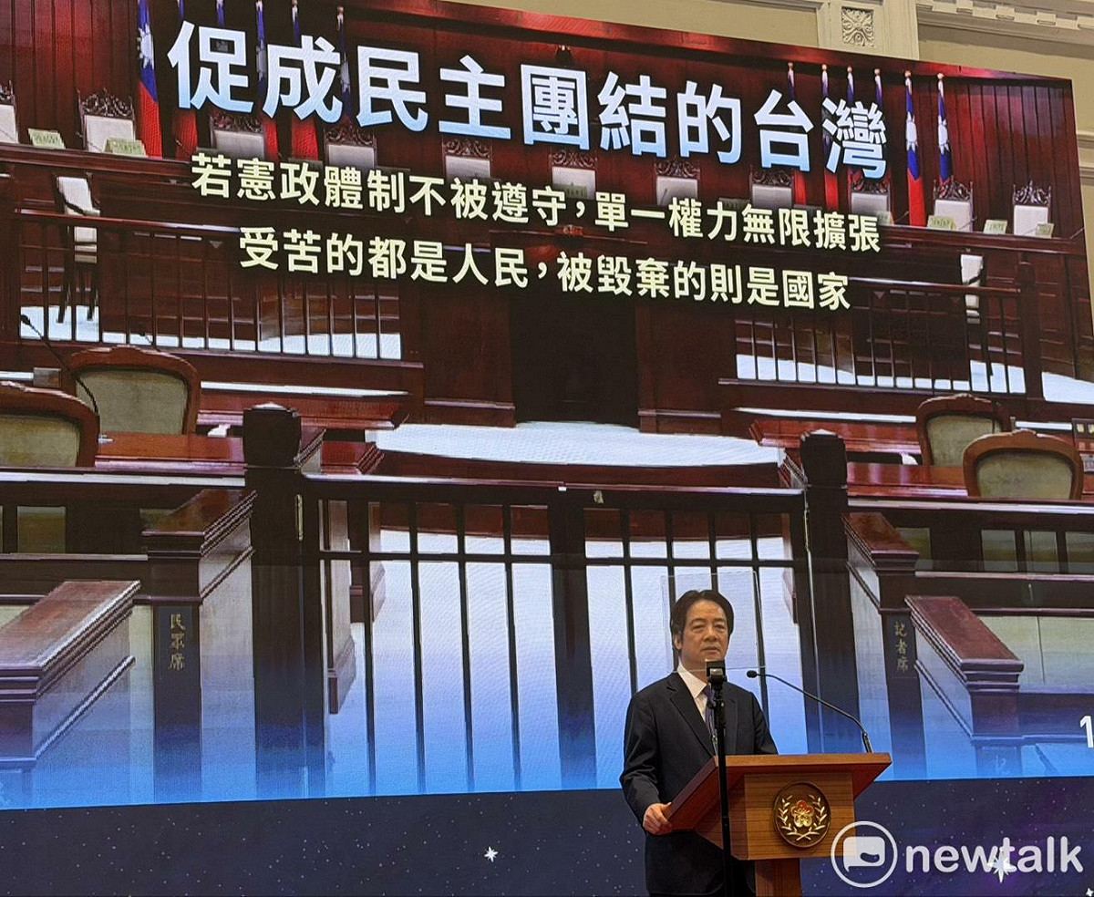 賴清德元旦談話，盼促成民主團結的台灣。 圖：高逸帆／攝