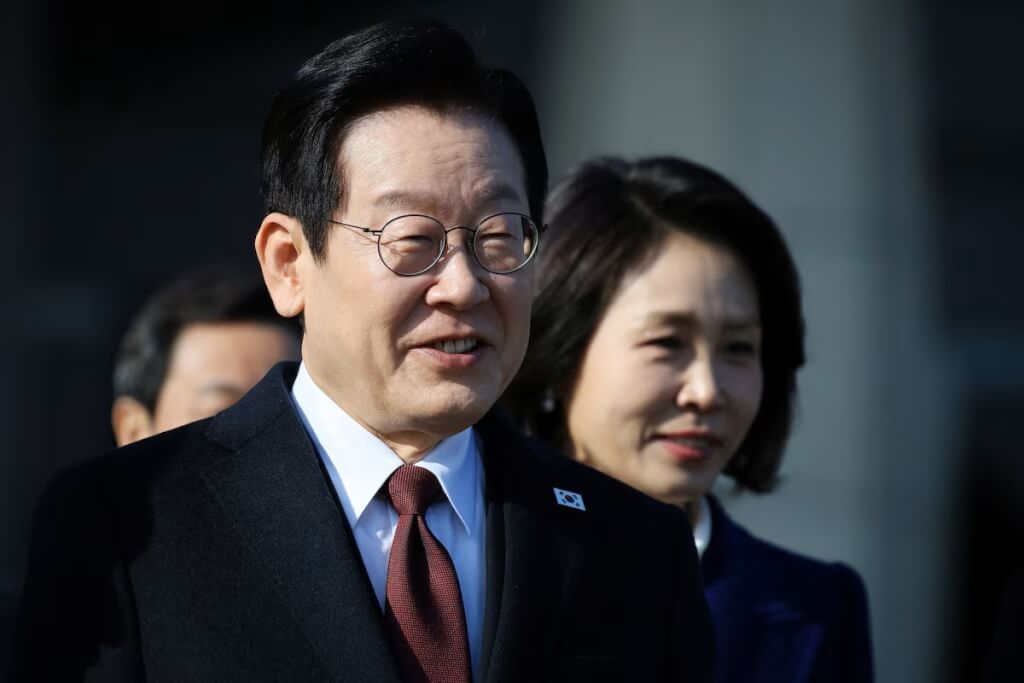 南韓總統李在明（前）4日訪問中國。（路透社） 圖：中央社提供