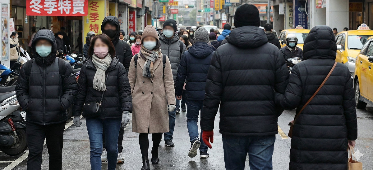 冷氣團南下，天氣風險指出新竹3.9度，週末(1/10-1/11)防寒。（圖為冷氣團來襲情境示意） 圖：Gemini　AI生成／曾郡秋　製