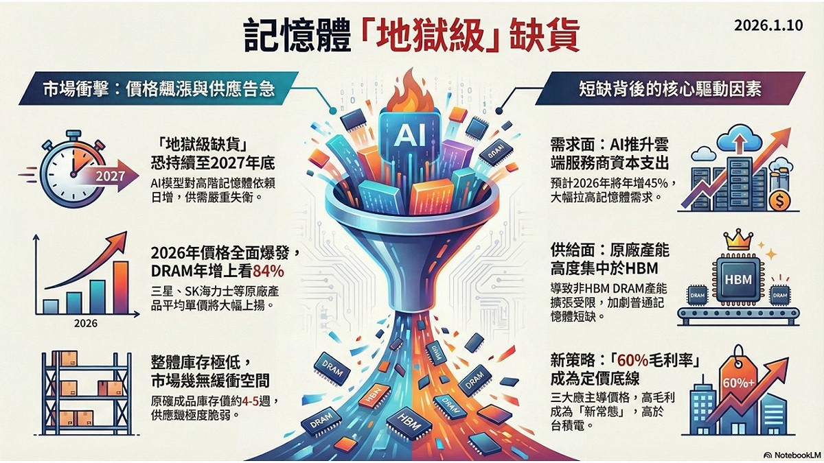 記憶體缺貨產業一覽圖。 圖: 分析師葉俊敏/提供