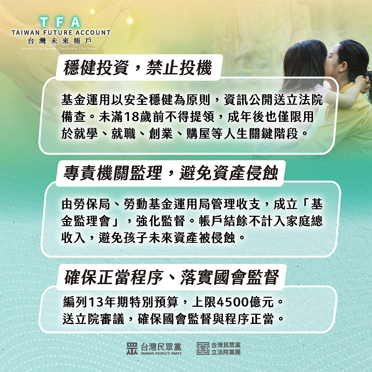 民眾黨立法院黨團與國民黨立法院黨團共推「台灣未來帳戶」政策。 圖：民眾黨團 / 提供