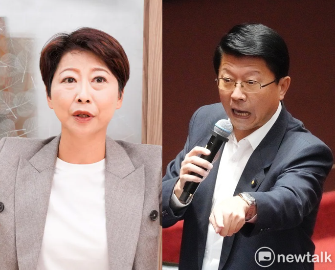 謝龍介（左）網路民調暫贏陳亭妃 （右）民進黨民調暫時略輸 圖：張良一／攝（新頭殼合成）