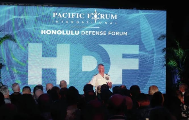 美軍太平洋司令帕帕羅在檀香山防務論壇上舉行演講。 圖 : 翻攝自東海觀瀾