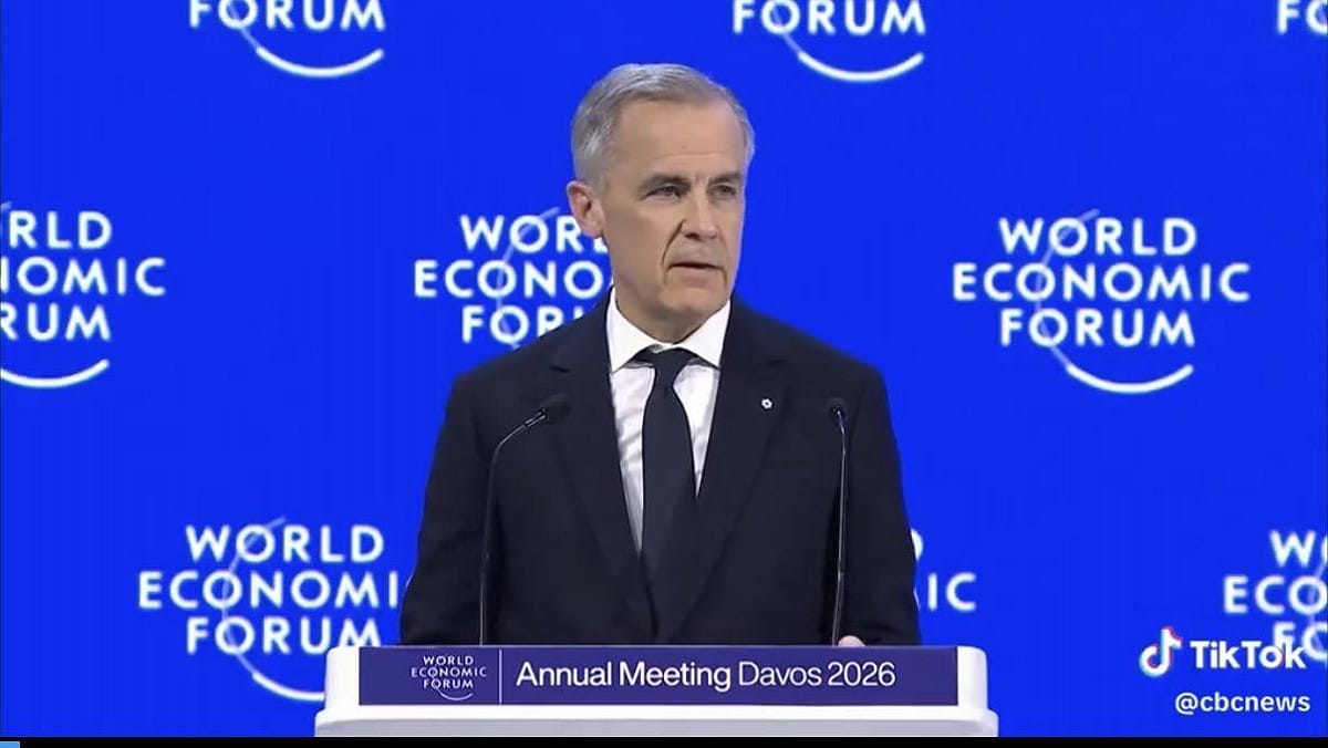 加拿大總理卡尼在達沃斯世界經濟論壇 ( WEF )上公開批評川普。 圖：翻攝自 X
