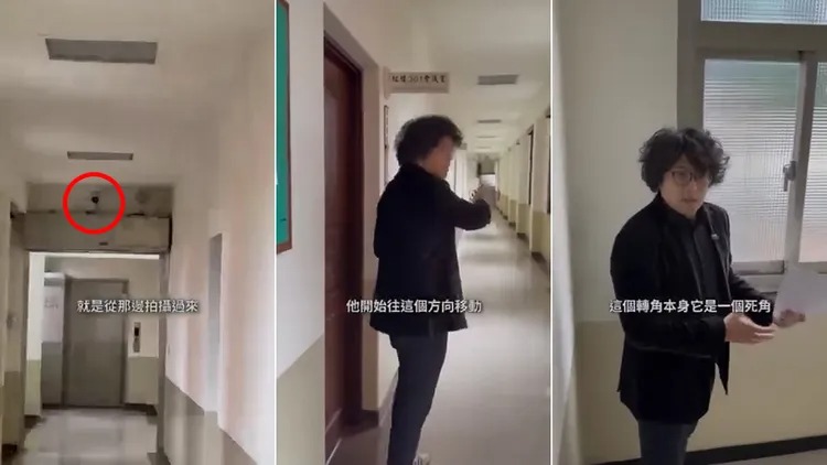 沈伯洋到現場還原黃國昌帶走機密資料的過程。 圖：翻攝沈伯洋threads