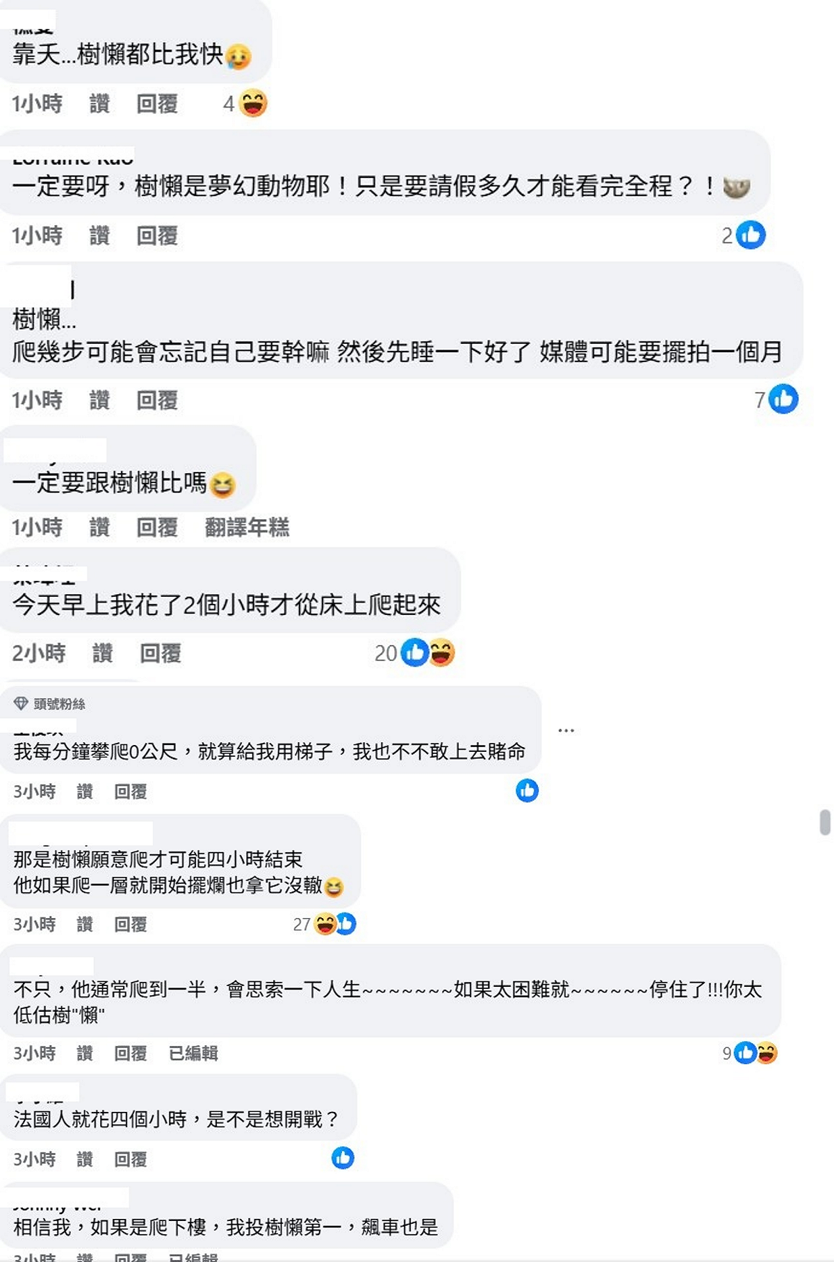 這篇貼文掀起網友熱議。有網友笑稱樹懶的速度比自己快，但真實的樹懶一定狀況百出。 圖：翻攝自Discovery臉書