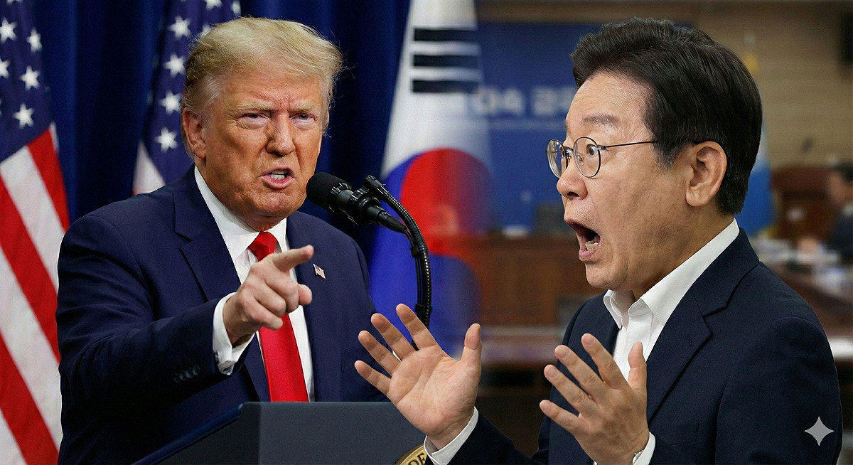 美韓協議卡關，川普對韓關稅升至25%；胡采蘋表示台美案受惠傳產，藍白難擋。 圖：Gemini　AI生成 /  曾郡秋 製