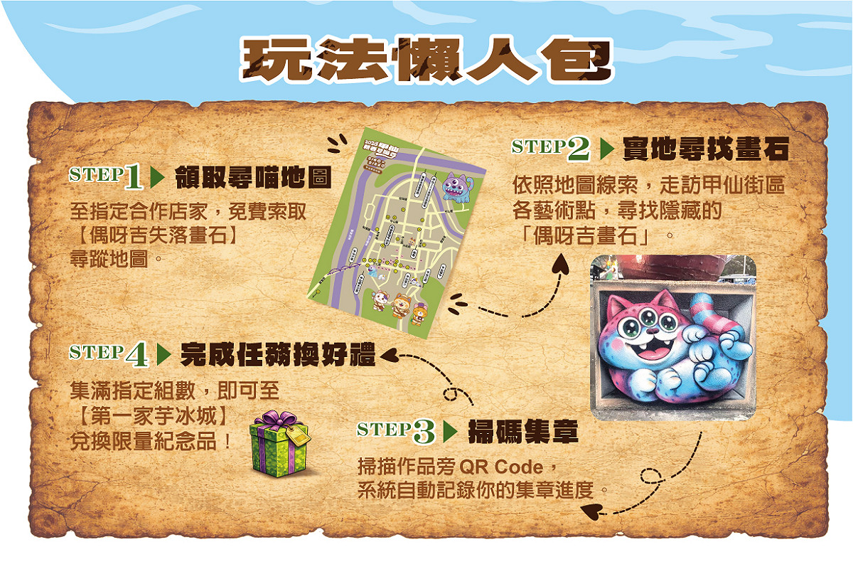 民眾可領取尋蹤地圖，循線完成「20＋1」集章挑戰。 圖：高雄市甲仙區公所／提供