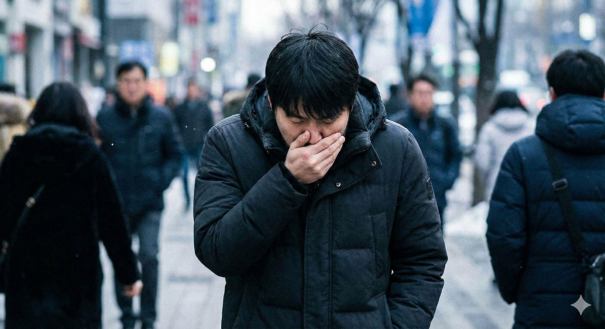 氣溫急凍咳不停，醫師示警誤將肺炎當感冒恐致命，應即時辨識症狀免延誤就醫。 圖：Gemini　AI 生成 / 曾郡秋 製