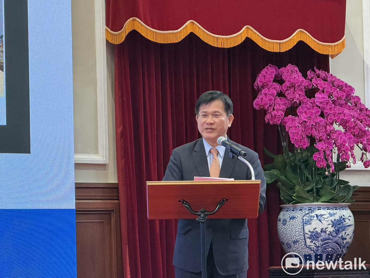 外交部長林佳龍出席「台美經濟繁榮夥伴對話」記者會。 圖：高逸帆／攝