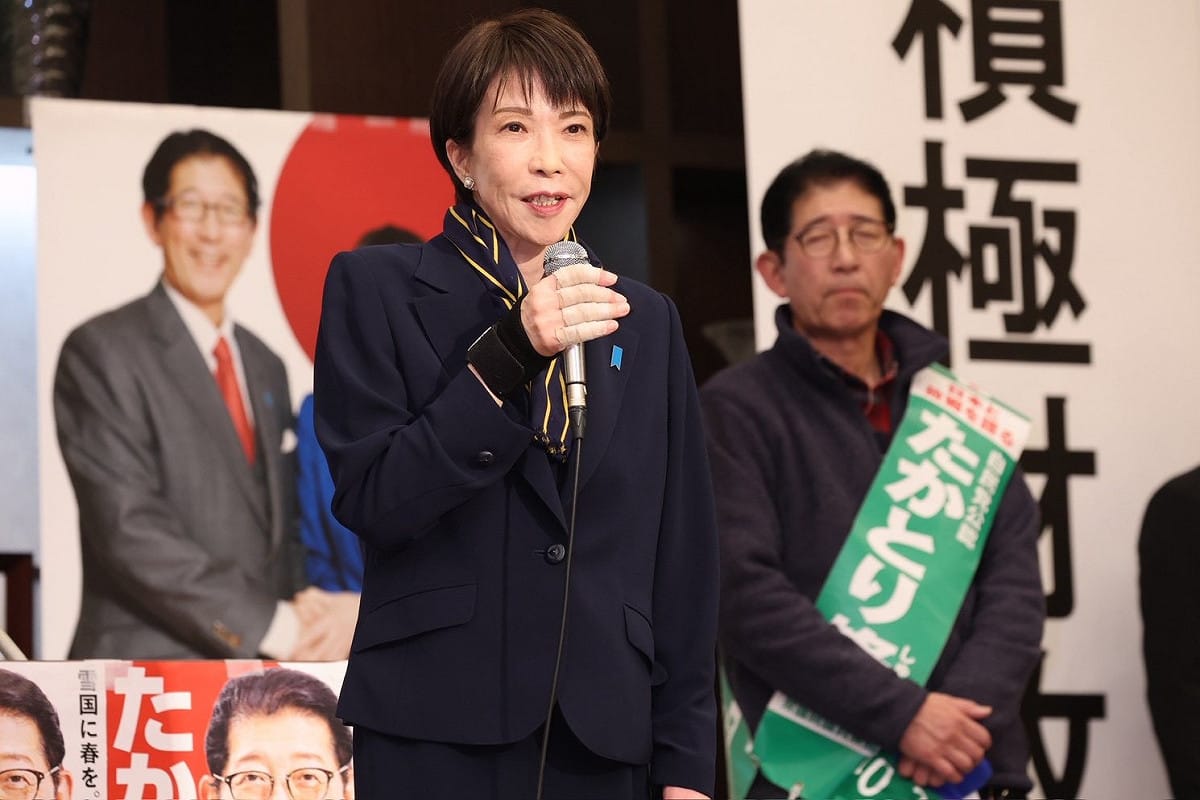 日本首相高市早苗2日在新潟縣上越市為自民黨候選人造勢演講，眾院選舉投票將於8日舉行。 圖：翻攝「X」@takaichi_sanae（資料照）