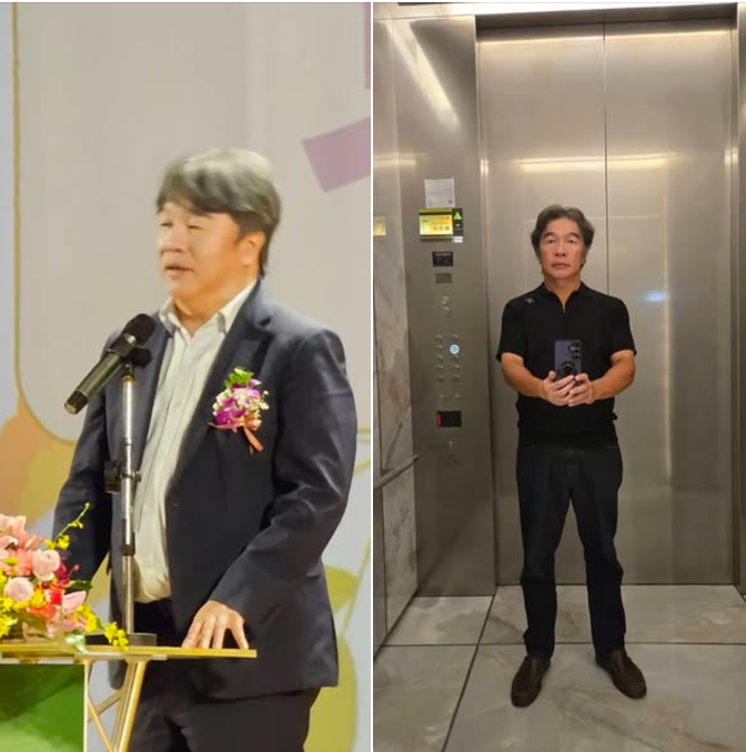 王必勝今日在臉書上分享自己的減重前後對比照。 圖：取自王必勝臉書