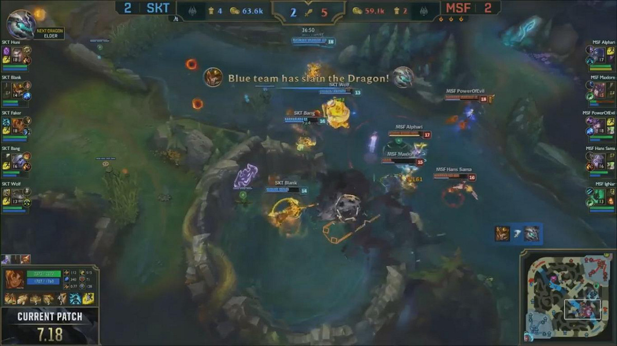 SKT打野Blank的關鍵重擊，奠定本場比賽勝基。 圖：翻攝自 LoL Esports YouTube