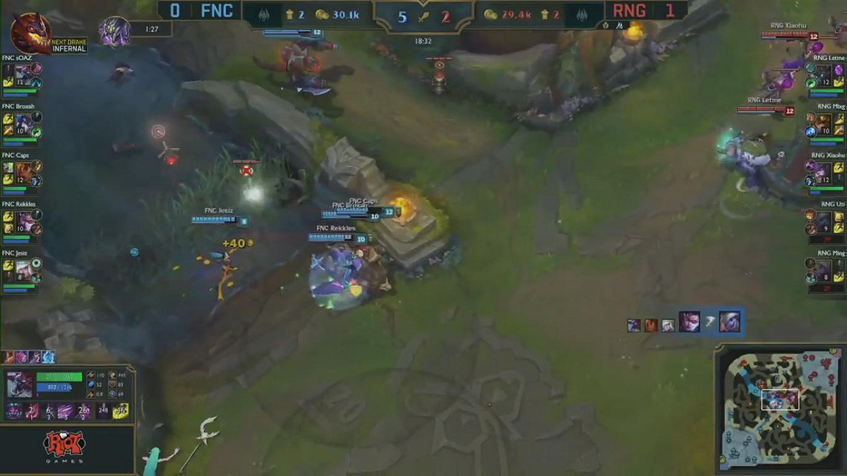 FNC在中路的攻勢。 圖：翻攝自 LoL Esports YouTube