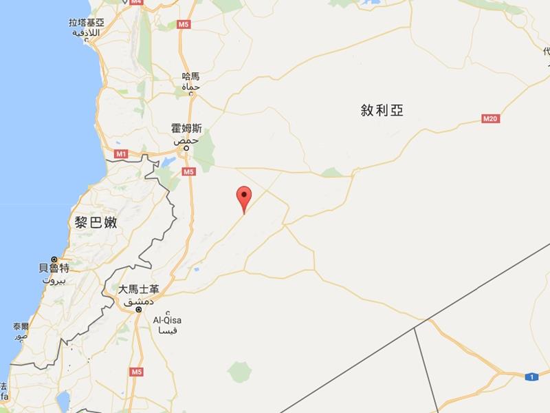 蓋爾亞廷鎮（Al-Qaryatain）位於敘利亞荷姆斯省（Homs ）中部。 圖：翻攝Google Map
