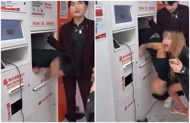 惡搞蝦皮智取店爬進寄貨櫃，網友怒噴「支持蝦皮提告」。 圖：翻攝自Threads