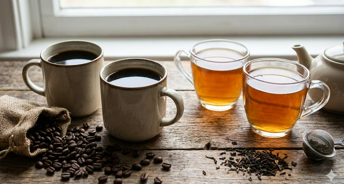 蕭捷健指每天2至3杯咖啡加茶，失智風險降32%，並澄清咖啡非骨鬆元凶。 圖：Gemini AI生成 / 曾郡秋 製
