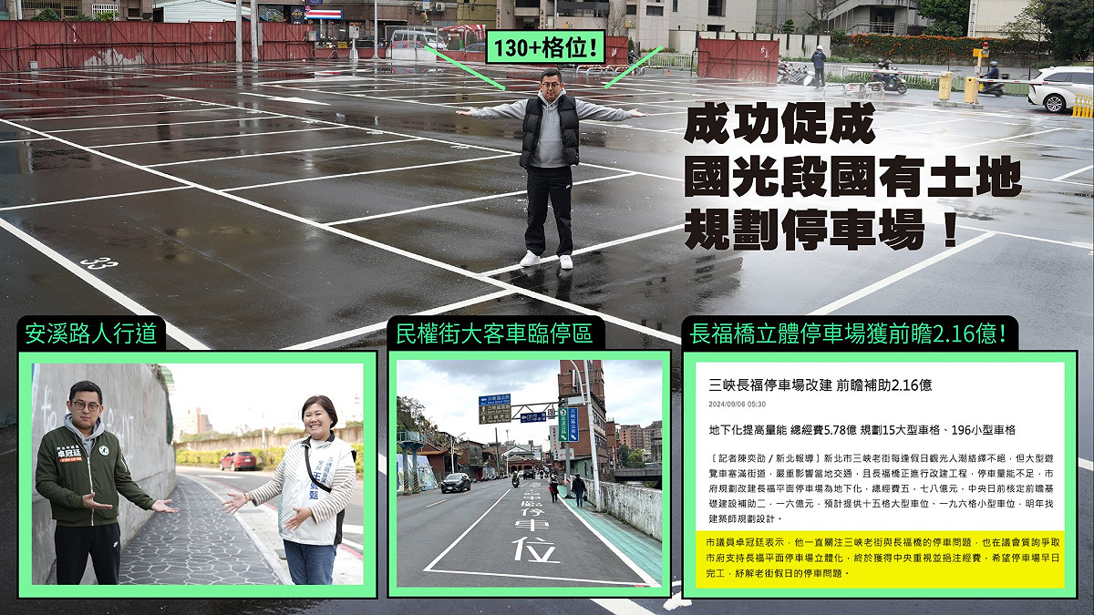 卓冠廷細數三峽區長福橋改建工程「連帶」建設事項。 圖：翻攝「臉書」卓冠廷粉絲專頁
