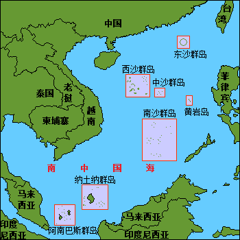 納土納群島靠近馬六甲海峽，對日本而言具有重要的戰略意義，是油輪的重要航道。 圖：取自維基百科　本檔案衍生自： Karta CN SouthChinaSea.PNG:, 公有領域