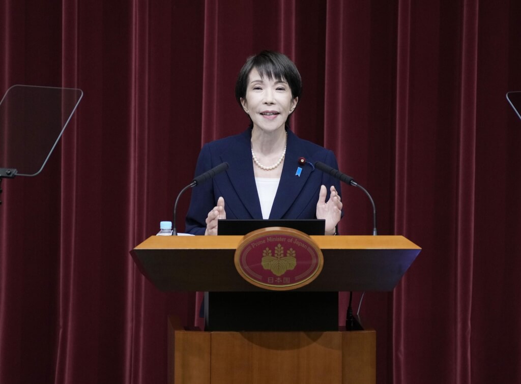 日本首相高市早苗。 圖：共同社（中央社提供）