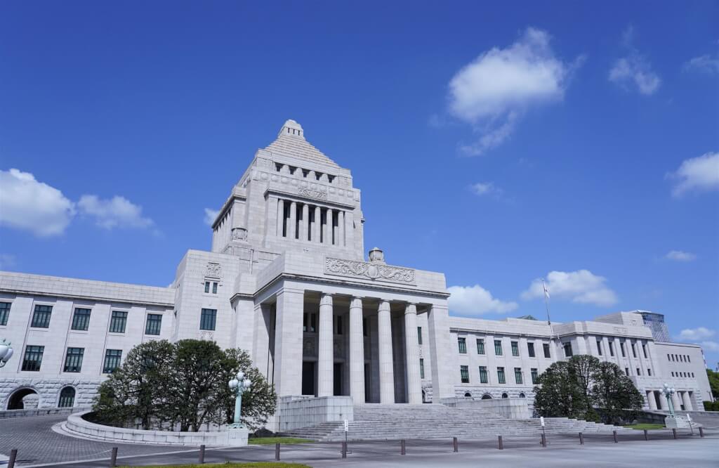 圖為日本國會議事堂。（共同社） 圖：共同社（中央社提供）