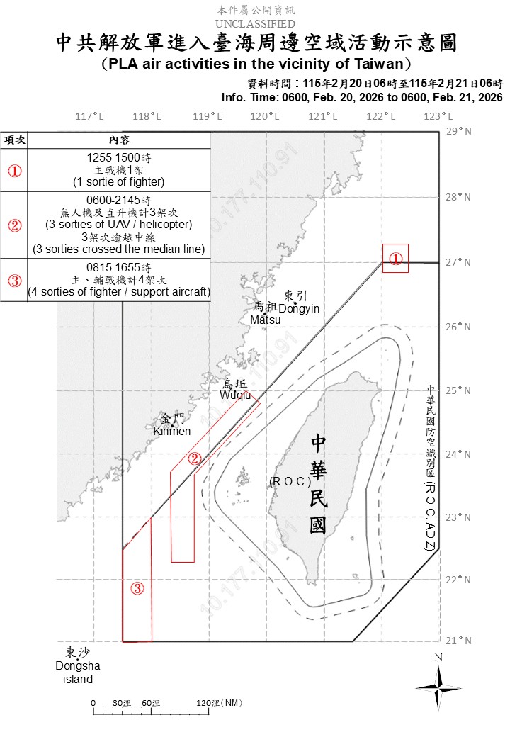 國軍偵獲共機8架次逾越台灣海峽中線。 圖/國防部提供